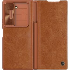 Etui z klapką i ochroną aparatu Nillkin Qin Pro do Galaxy Z Fold6, brązowe