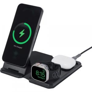 Ładowarka indukcyjna UAG SRGE 3w1, 15W dla iPhone z MagSafe / Apple Watch / AirPods + pokrowiec, czarna