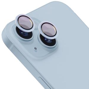 Szkło hartowane na aparat Bizon Glass Snap Lens do iPhone 14/14 Plus, 1 zestaw, jasnoniebieska ramka