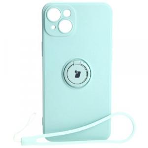Etui Bizon Case Silicone Ring Sq do iPhone 15 Plus, turkusowe