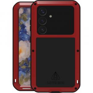 Etui pancerne + szkło LOVE MEI Powerful do Galaxy S25, czerwone