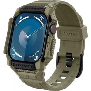 Etui z paskiem Spigen Rugged Armor Pro do Apple Watch 10 46 mm, zielone