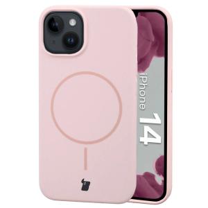 Silikonowe etui z pierścieniem magnetycznym Bizon Soft Case Magnetic do iPhone 14, jasnoróżowe
