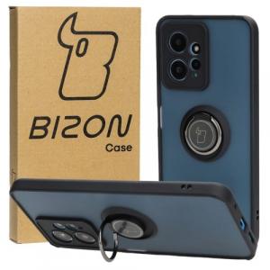 Etui z uchwytem na palec Bizon Case Hybrid Ring do Xiaomi Redmi Note 12 4G, przydymione z czarną ramką