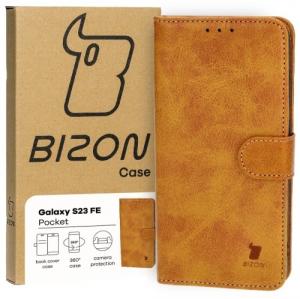 Etui z klapką Bizon Case Pocket do Galaxy S23 FE, brązowe