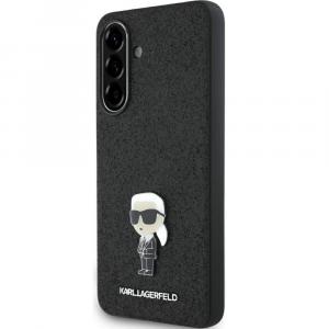 Etui Karl Lagerfeld Hardcase Fixed Glitter Ikonik Logo Metal Pin do Galaxy A56 5G, czarne
