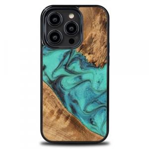 Drewniane etui do iPhone 14 Pro, Bewood Unique Turquoise do MagSafe