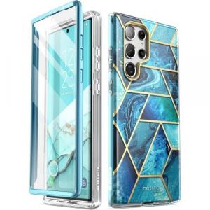 Etui pancerne Supcase i-Blason Cosmo SP Galaxy S22 Ultra 5G, marmurowe niebieskie