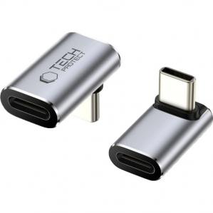Adapter kątowy USB-C do USB-C, Tech-Protect UltraBoost AA02, 100W, 40Gb/s, szary