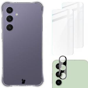 Etui + 2x szkło hartowane + szkiełko na obiektyw Bizon Case Clear Pack do Galaxy S24 FE