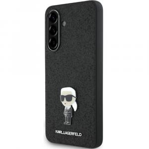 Etui Karl Lagerfeld Hardcase Fixed Glitter Ikonik Logo Metal Pin do Galaxy A36 5G, czarne