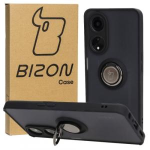 Etui z uchwytem na palec Bizon Case Hybrid Ring do Oppo A98 5G, przydymione z czarną ramką