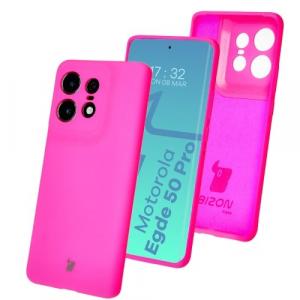 Silikonowe etui Bizon Soft Case do Motorola Edge 50 Pro, neonowo-różowe