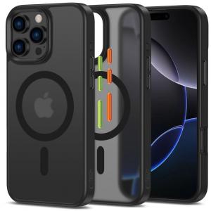 Etui z wymiennymi nakładkami na przyciski Tech-Protect Magmat XT do iPhone 16 Pro Max do MagSafe, przezroczysto-czarne