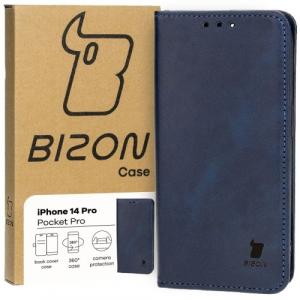 Etui z klapką Bizon Case Pocket Pro do iPhone 14 Pro, granatowe