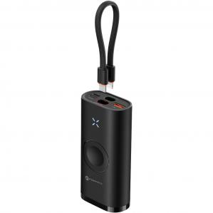 Powerbank z ładowarką do Apple Watch, Forcell F-Energy F10K4 10000mAh, 22.5W, USB-A, USB-C, Lightning z kablem, czarny