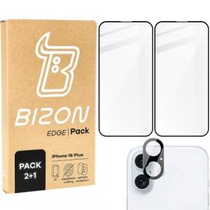 2x Szkło + szybka na aparat Bizon Edge 2 Pack do Apple iPhone 16 Plus