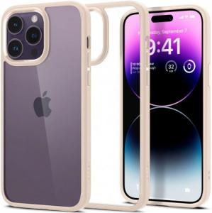 Etui Spigen Ultra Hybrid do iPhone 14 Pro, przezroczyste z beżową ramką