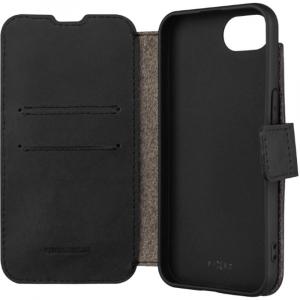 Etui zamykane z naturalnej skóry Fixed ProFit do iPhone 16e, czarne