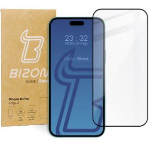 Szkło hartowane Bizon Glass Edge 2 do iPhone 15 Pro, czarne