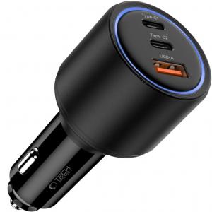 Ładowarka samochodowa 130W, Tech-Protect CC04, 2x USB-C PD, 1x USB-A, czarna