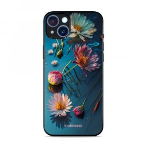 Etui ochronne do iPhone 15 Plus, Mobiwear Glossy Case, niebiesko-kwieciste