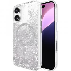 OUTLET: Etui Case-Mate Waterfall MagSafe do iPhone 16, srebrne błyszczące