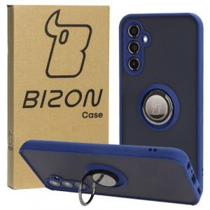 Etui z uchwytem na palec Bizon Case Hybrid Ring do Galaxy M34 5G, przydymione z granatową ramką