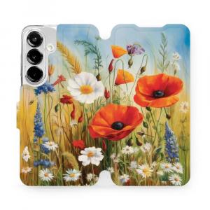 Etui z klapką do Galaxy S25, Mobiwear Book, łąkowe kwiaty