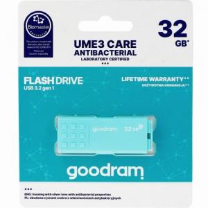 Pendrive USB-A 3.2 Gen 1, Goodram UME3 Care 32GB, 60MB/s, turkusowy