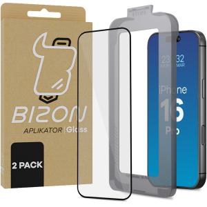 Szkło hartowane z ramką do łatwej aplikacji Bizon Glass Aplikator do iPhone 16 Pro, 2 sztuki