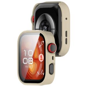 Etui ze szkłem do zegarka Bizon Case+Glass Watch do Huawei Watch Fit 4 Pro, beżowe