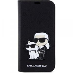 Etui Karl Lagerfeld Bookcase Saffiano Karl and Choupette do iPhone 14 Pro, czarne