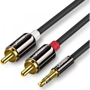 Kabel audio Ugreen 3,5mm mini jack (typ męski) - 2RCA, 3m, czarny