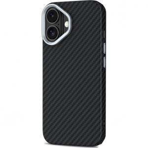Etui Tech-Protect Ion Carbon MagSafe do iPhone 16, czarne z włóknem węglowym