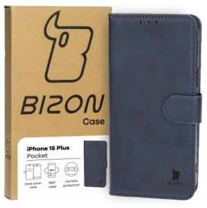 Etui z klapką Bizon Case Pocket do iPhone 15 Plus, granatowe