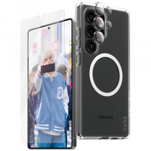 Etui ze szkłem na ekran i aparat CARE by PanzerGlass Flagship 3in1 do Galaxy S25 Ultra, przezroczyste