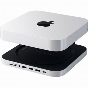 Stacja, hub USB-C, podstawka Satechi Aluminum Stand Hub do Mac Mini, 3x USB-A / 1x USB-C / SD / Jack 3.5 mm, srebrna