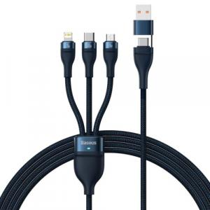 Kabel Baseus Flash Series II 3w1 USB-C / USB-A do USB-C/Lightning/MicroUSB - 1,2m, 100 W, granatowy