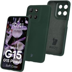 Silikonowe etui Bizon Soft Case do Motorola Moto G15 / G15 Power, ciemnozielone