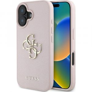 Etui Guess Grained Big 4G Small Classic Logo do iPhone 16, różowe
