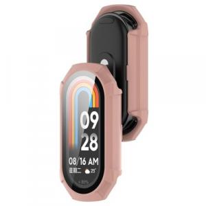 Etui ze szkłem do zegarka Bizon Case+Glass Watch do Xiaomi Smart Band 9, różowy