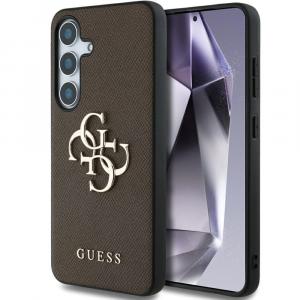 Etui Guess Grained Big 4G Small Classic Logo do Galaxy S25 Plus, brązowe