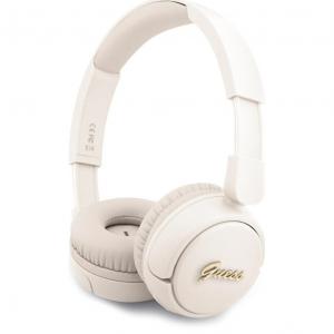 Bezprzewodowe słuchawki nauszne Guess Metal Logo Script Logo Bluetooth 5.3, beżowe