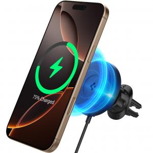 Uchwyt samochodowy Spigen OneTap Pro 4 ITQ12W AirVent Clip Qi2 15W do MagSafe na kratkę nawiewu, czarny