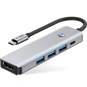 Hub, adapter Tech-Protect HB01, 5w1 1x USB-A 3.0, 2x USB-A 2.0, 1x USB-C 100W PD, HDMI, szary