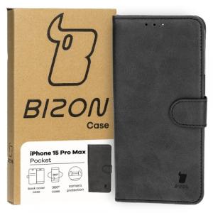 Etui z klapką Bizon Case Pocket do iPhone 15 Pro Max, czarne