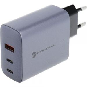 Ładowarka sieciowa Forcell F-Energy GaN Charger 65W, USB-A, USB-C, QC, PD, grafitowo-czarna