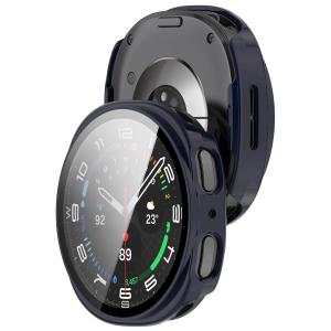 Etui ze szkłem do zegarka Bizon Case+Glass Watch do Galaxy Watch 8 44 mm, niebieskie