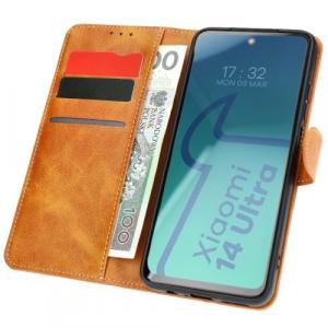 Etui z klapką Bizon Case Pocket do Xiaomi 14 Ultra, brązowe